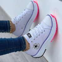Women's Lace-Up Platform Sneakers – Trendy Canvas Star Trainers