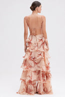 Women’s V Neck Layered Maxi Dress - Elegant Long Occasion Style