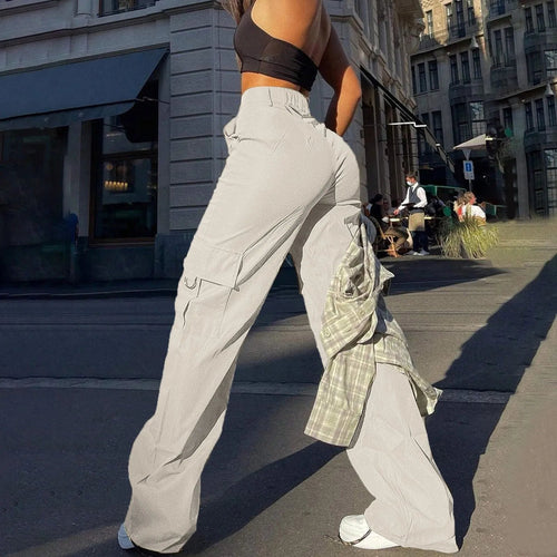 Women’s High-Waisted Cargo Trousers – Relaxed Fit Utility Pants