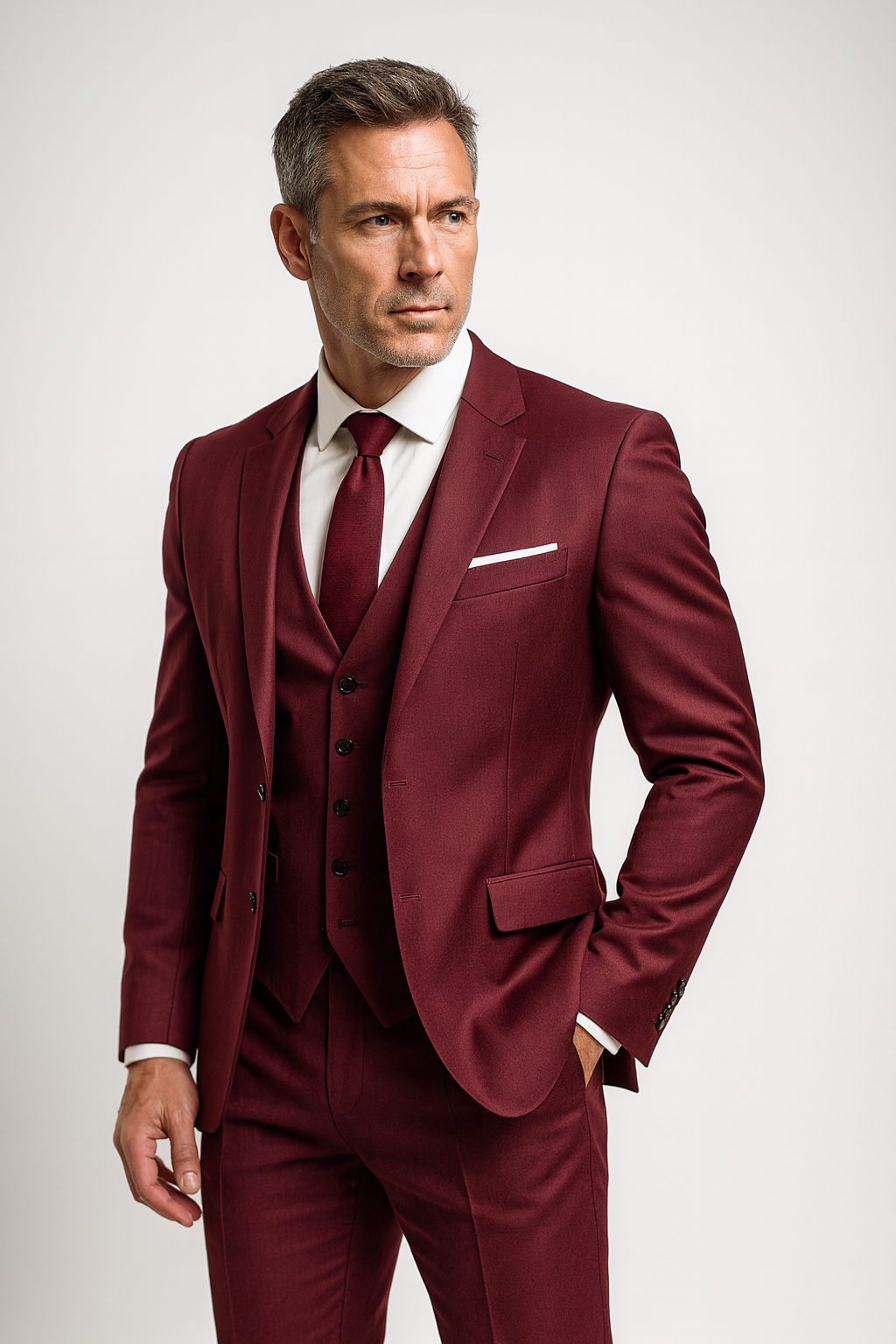 Men’s Three-Piece Suit – Elegant Gilet Slim Fit Formal Tailored Style