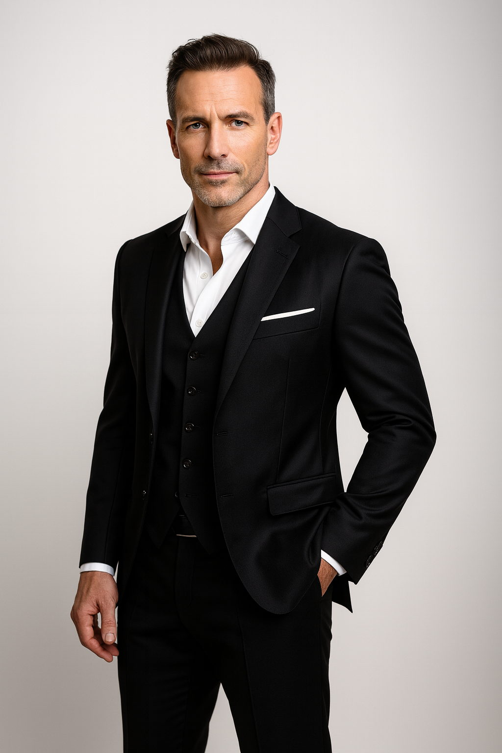 Men’s Three-Piece Suit – Elegant Gilet Slim Fit Formal Tailored Style