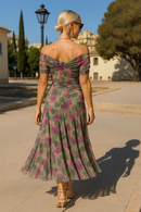 Women's Deep V-Neck Floral Midi Dress – Elegant Cocktail Party Fit