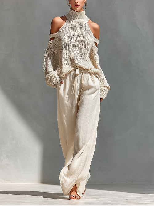 Chic Beige Women's Loungewear Set: Effortless Comfort for Any Occasion 0