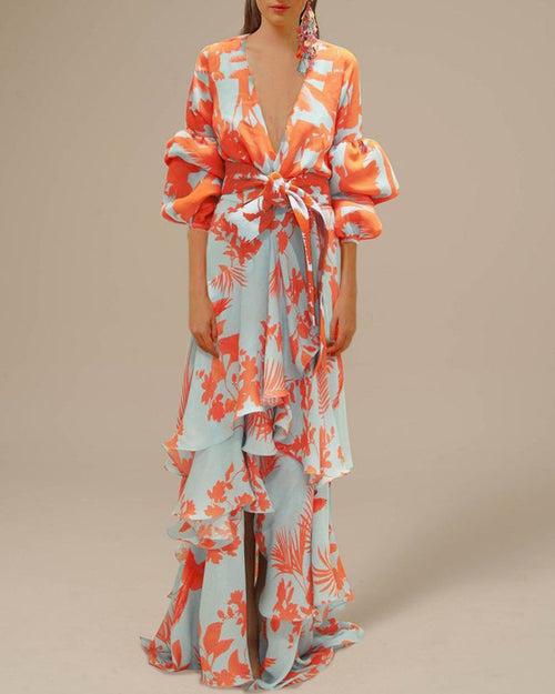 Chic Printed Chiffon Maxi Dress: Effortless Style for Summer Events 1