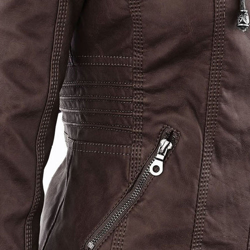 Womens Weatherproof Leather Jacket With Hood – Waterproof Stylish Coat
