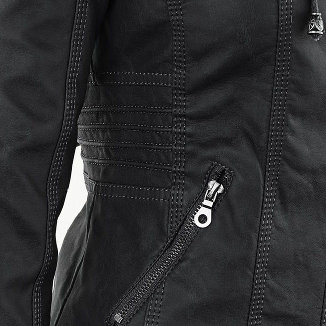 Womens Weatherproof Leather Jacket With Hood – Waterproof Stylish Coat