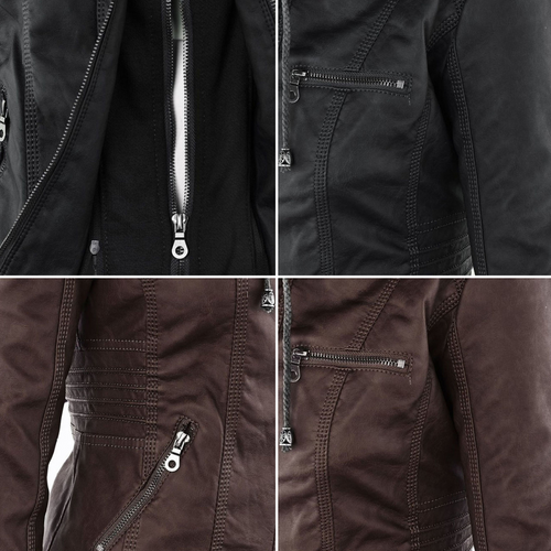 Womens Weatherproof Leather Jacket With Hood – Waterproof Stylish Coat