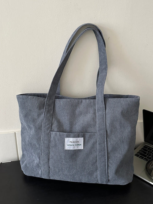 Women's Wide Corduroy Tote Bag – Large Soft Everyday Shoulder Bag