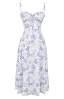 Corset Midi Dress – Tailored Waist and Flowing Skirt