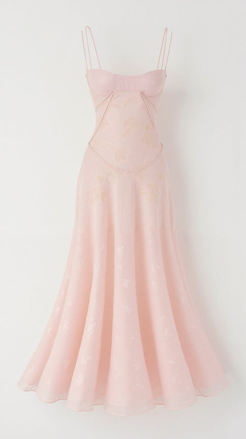 Floral Jacquard Lace Maxi Dress
