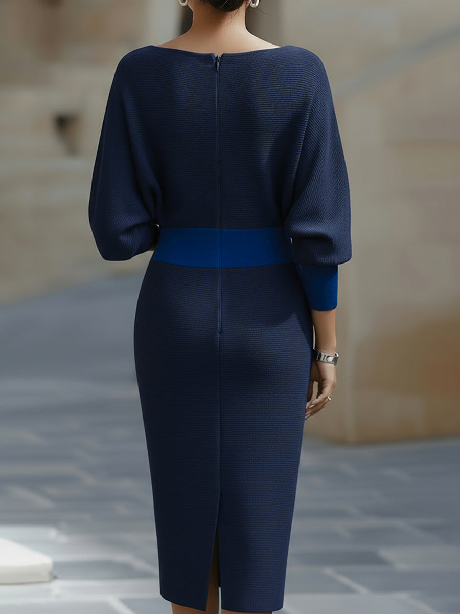 Draped Cowl-Neck Pencil Midi Dress