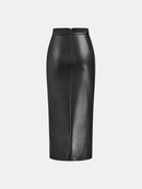 Faux Leather Midi Dress with Back Slit