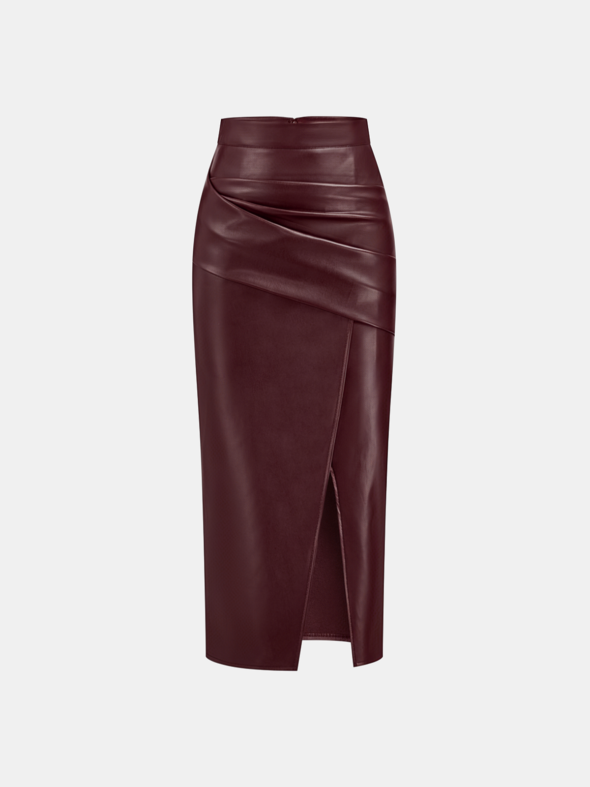 Faux Leather Midi Dress with Back Slit