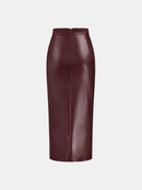 Faux Leather Midi Dress with Back Slit