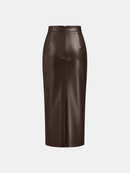 Faux Leather Midi Dress with Back Slit