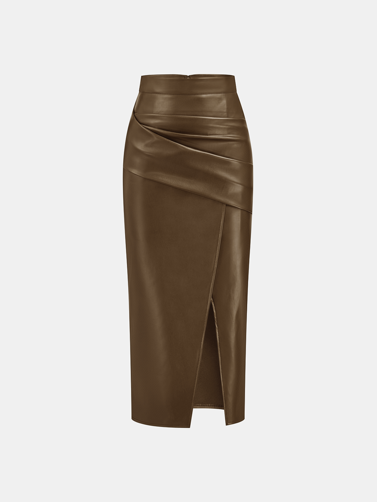 Faux Leather Midi Dress with Back Slit
