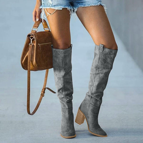 Dames Boots Gray Block Heel 0