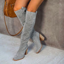 Dames Boots Gray Block Heel 2