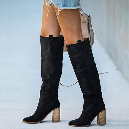 Dames Boots Gray Block Heel 6