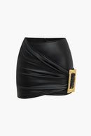 Dames Faux Leather Miniskirt 0