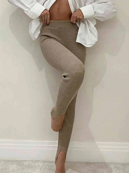 Dames Ribbed Mid-Waist Leggings 2