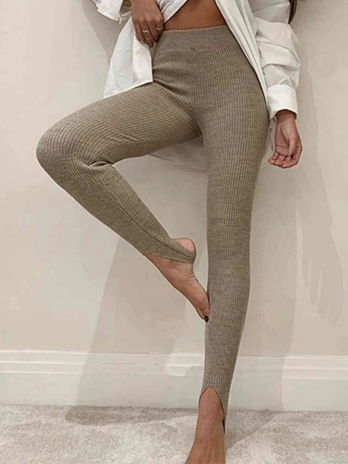 Dames Ribbed Mid-Waist Leggings 3