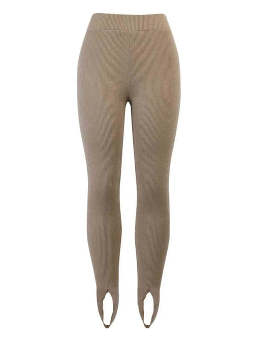 Dames Ribbed Mid-Waist Leggings 4