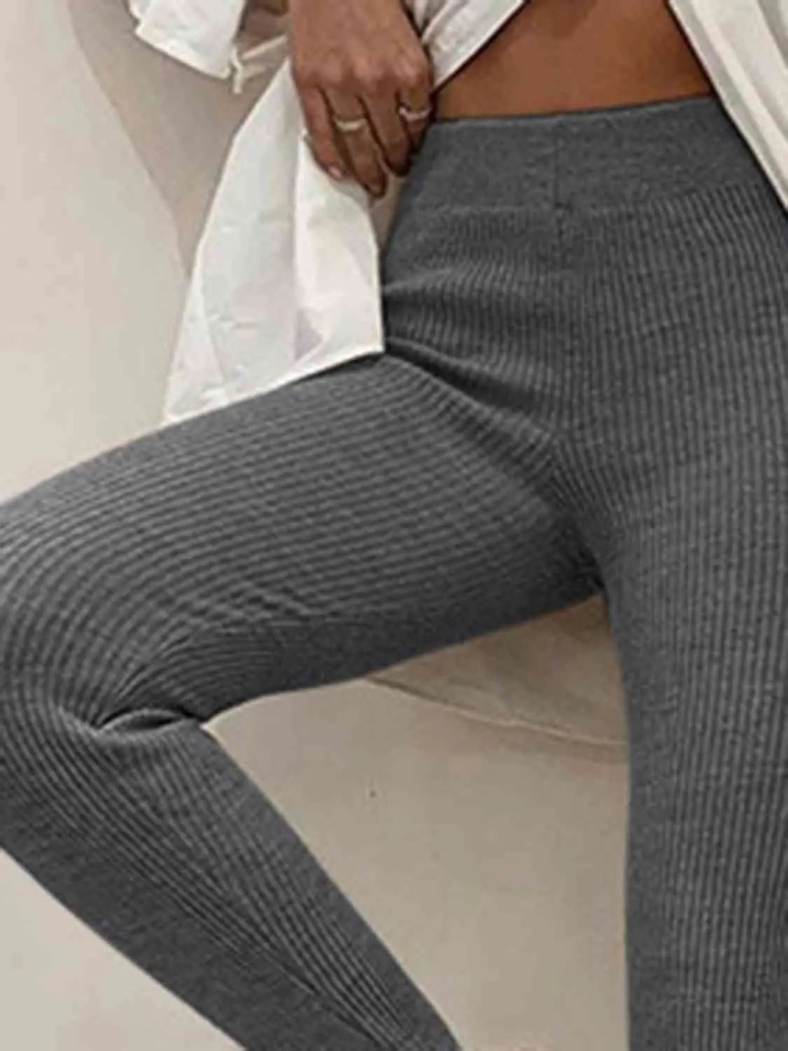 Dames Ribbed Mid-Waist Leggings 6