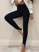 Dames Ribbed Mid-Waist Leggings 9