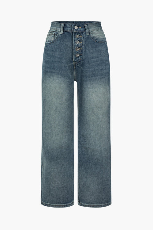 Dames Vintage Button Fly Jeans 0