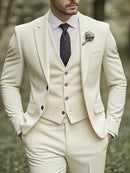 Men’s Slim Fit 3-Piece Suit – Glossy Finish Elegant Formal Style