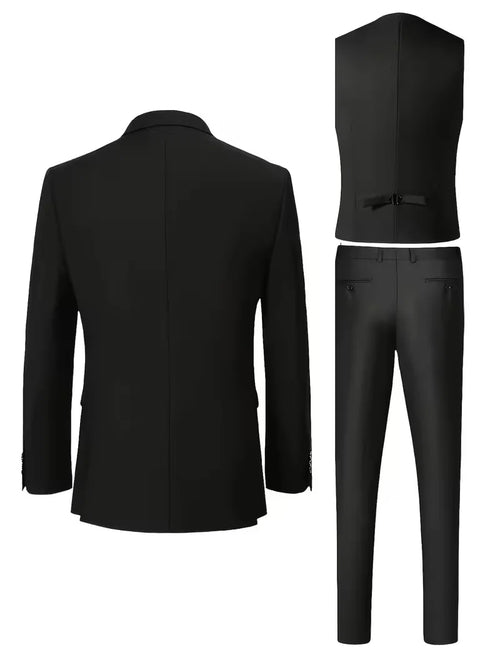 Men’s Slim Fit 3-Piece Suit – Glossy Finish Elegant Formal Style