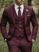 Men’s Slim Fit 3-Piece Suit – Glossy Finish Elegant Formal Style