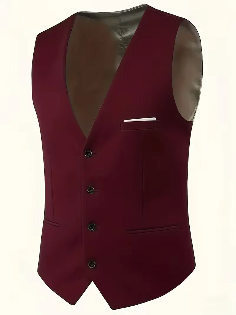 Men’s Slim Fit 3-Piece Suit – Glossy Finish Elegant Formal Style