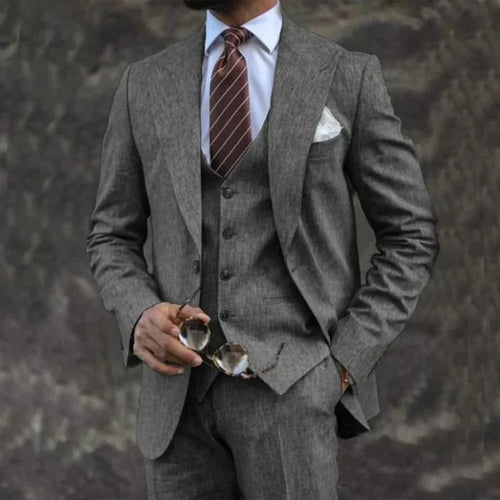 Men’s Luxury 3-Piece Suit – Blazer, Gilet and Trousers Elegant Formal Tailored Style