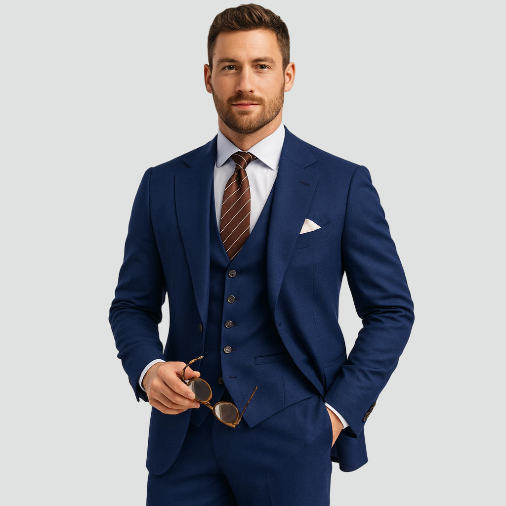 Men’s Luxury 3-Piece Suit – Blazer, Gilet and Trousers Elegant Formal Tailored Style