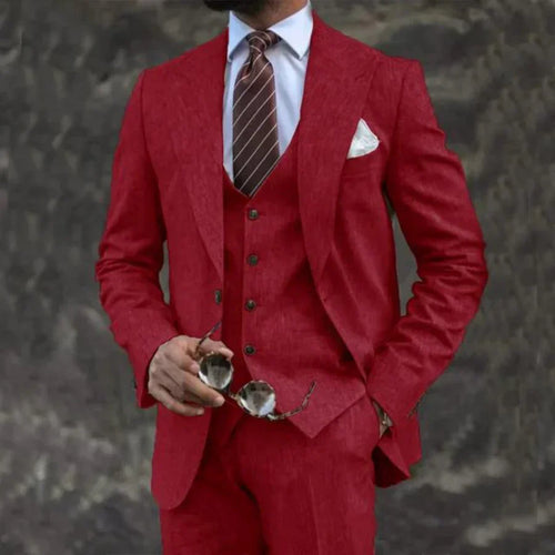 Men’s Luxury 3-Piece Suit – Blazer, Gilet and Trousers Elegant Formal Tailored Style