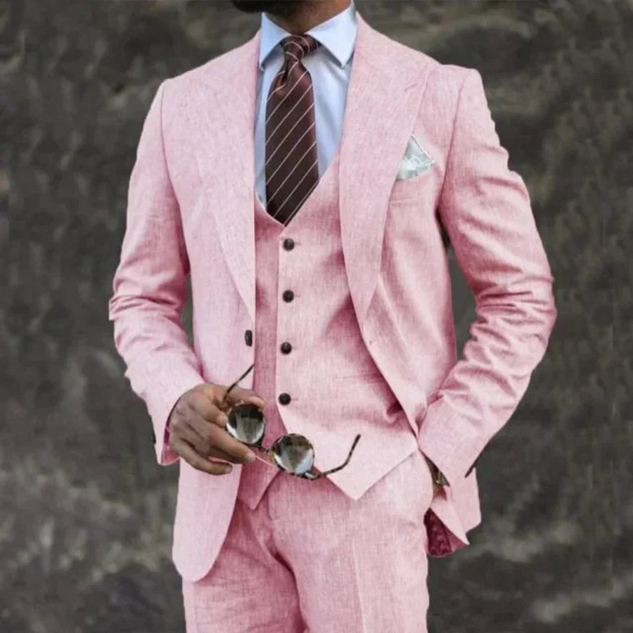 Men’s Luxury 3-Piece Suit – Blazer, Gilet and Trousers Elegant Formal Tailored Style