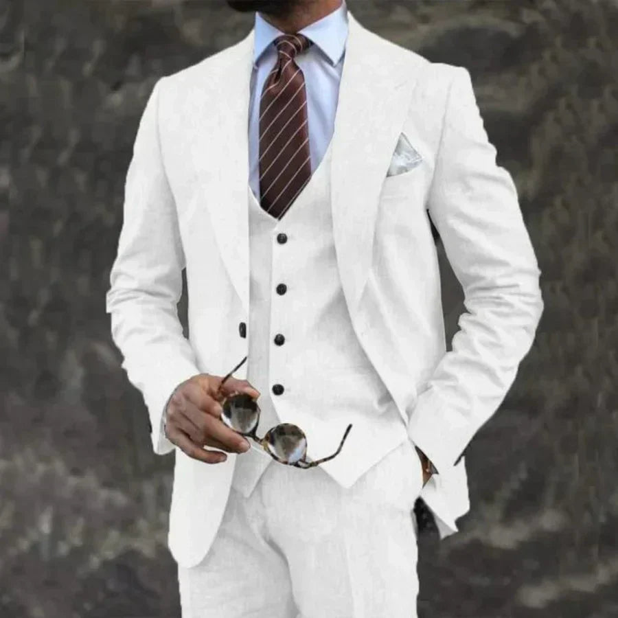 Men’s Luxury 3-Piece Suit – Blazer, Gilet and Trousers Elegant Formal Tailored Style