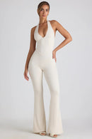 Elegant Black Jumpsuit for Women with Open Back and Halter Neck – Flattering Bodycon Fit for Special Occasions 0