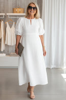 Elegant Black Puff Sleeve Maxi Dress: Flattering Style for Formal Events 0