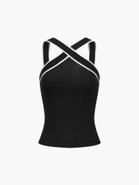Elegant Cross Halter Top for Women – Breathable Stretch Fabric, Flattering Fit, Versatile Style, Lightweight Design