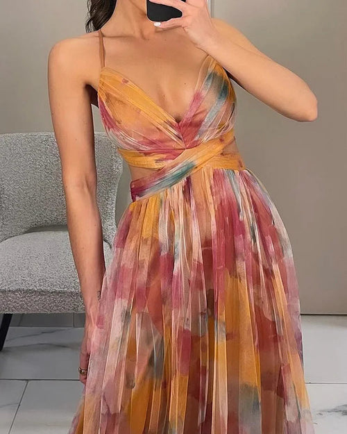 Elegant Floral Chiffon Maxi Dress for Women – Lightweight Summer Wedding Guest Dress in Flowy Fit, Available in S to XL 3