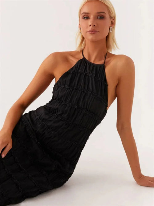 Elegant Halter Maxi Dress for Women – Open Back Summer Wedding Guest Dress, Lightweight and Flattering Fit 2