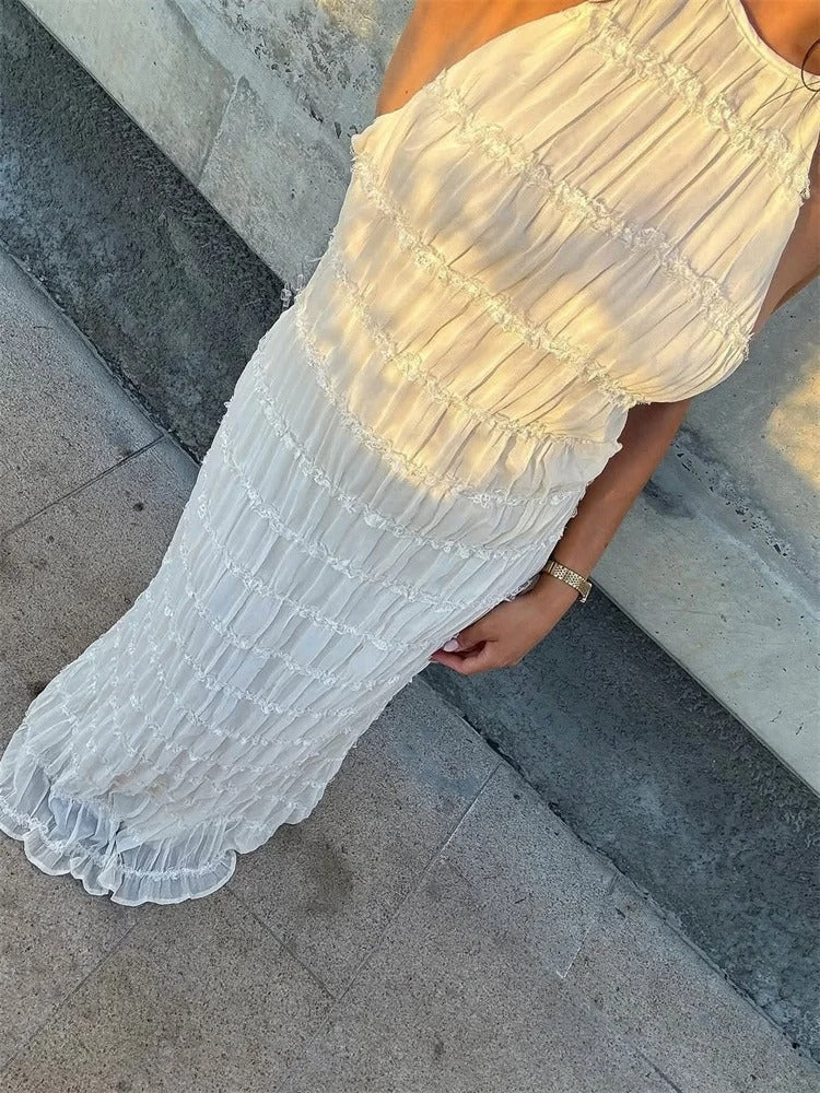 Elegant Halter Maxi Dress for Women – Open Back Summer Wedding Guest Dress, Lightweight and Flattering Fit 6