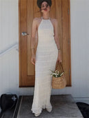 Elegant Halter Maxi Dress for Women – Open Back Summer Wedding Guest Dress, Lightweight and Flattering Fit 7