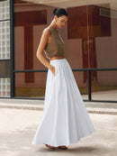 Elegant Linen Maxi Skirt for Women – High Waist, Pleated Design for Comfort and Style 0
