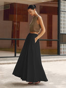 Elegant Linen Maxi Skirt for Women – High Waist, Pleated Design for Comfort and Style 5