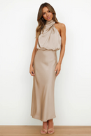 Elegant Midi Dress with Asymmetrical Neckline – Perfect for Special Occasions 0