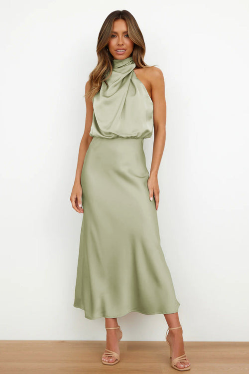Elegant Midi Dress with Asymmetrical Neckline – Perfect for Special Occasions 7